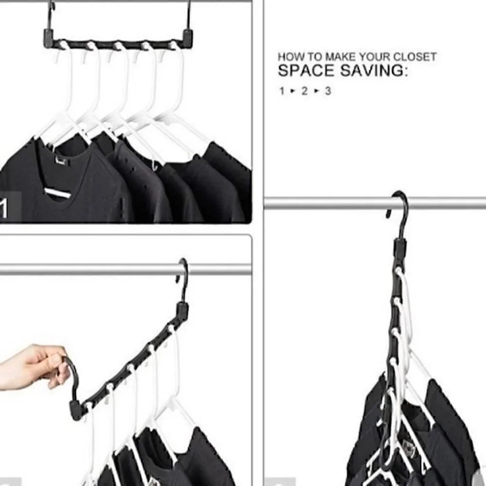 5 Black Wonder Hanger Max. Closet space saver organizer